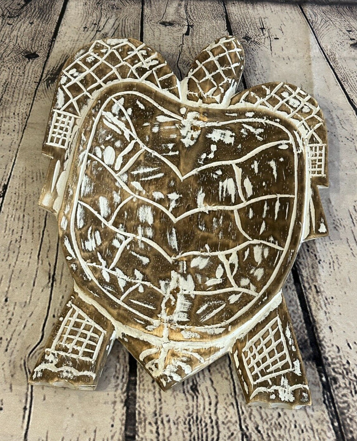 30cm Brown Sea Turtle Bowl Trinket Dish Decoration Designer Mask Wooden Handmade0