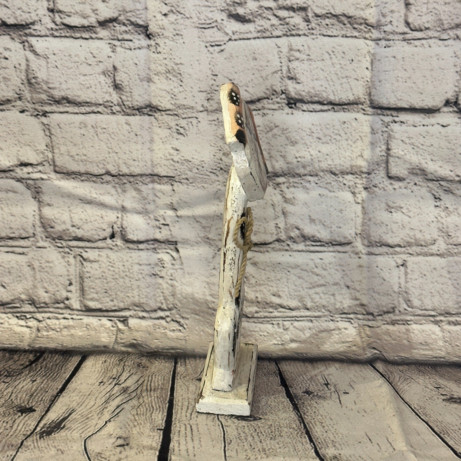 White Wooden Dog Shabby Pattern 25cm x 10cm Handmade and Fairtrade3