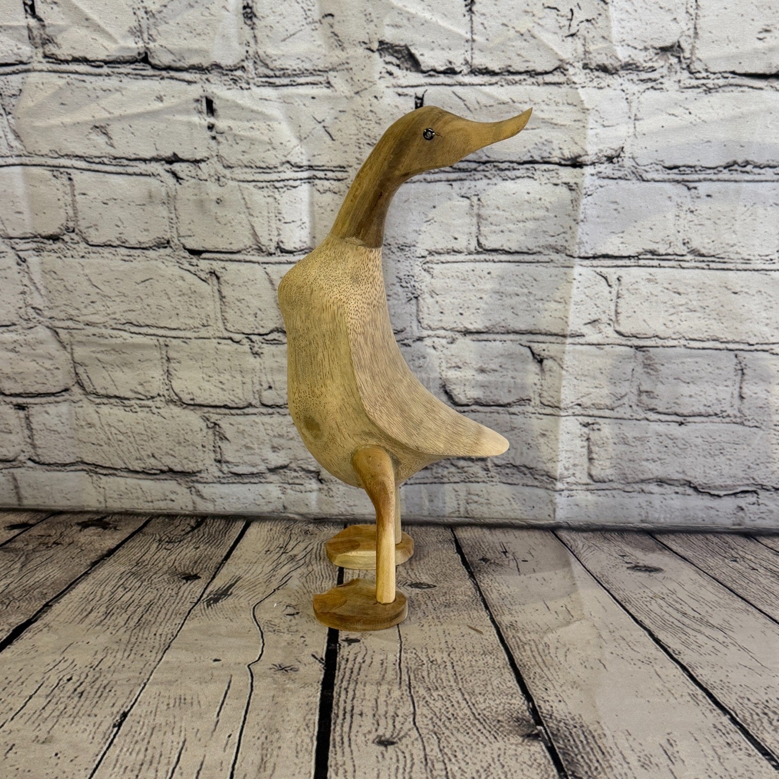 Looking Back 30cm Tall Wooden Smooth Duckling Baby Duck Bamboo Root Fairtrade3