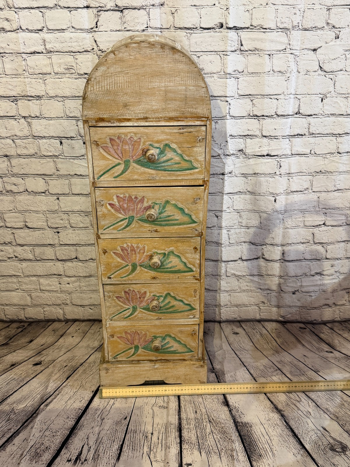 100cm x 30cm Flower 5 Draw Wooden Side Cabinet Living Hallway Storage Furniture6