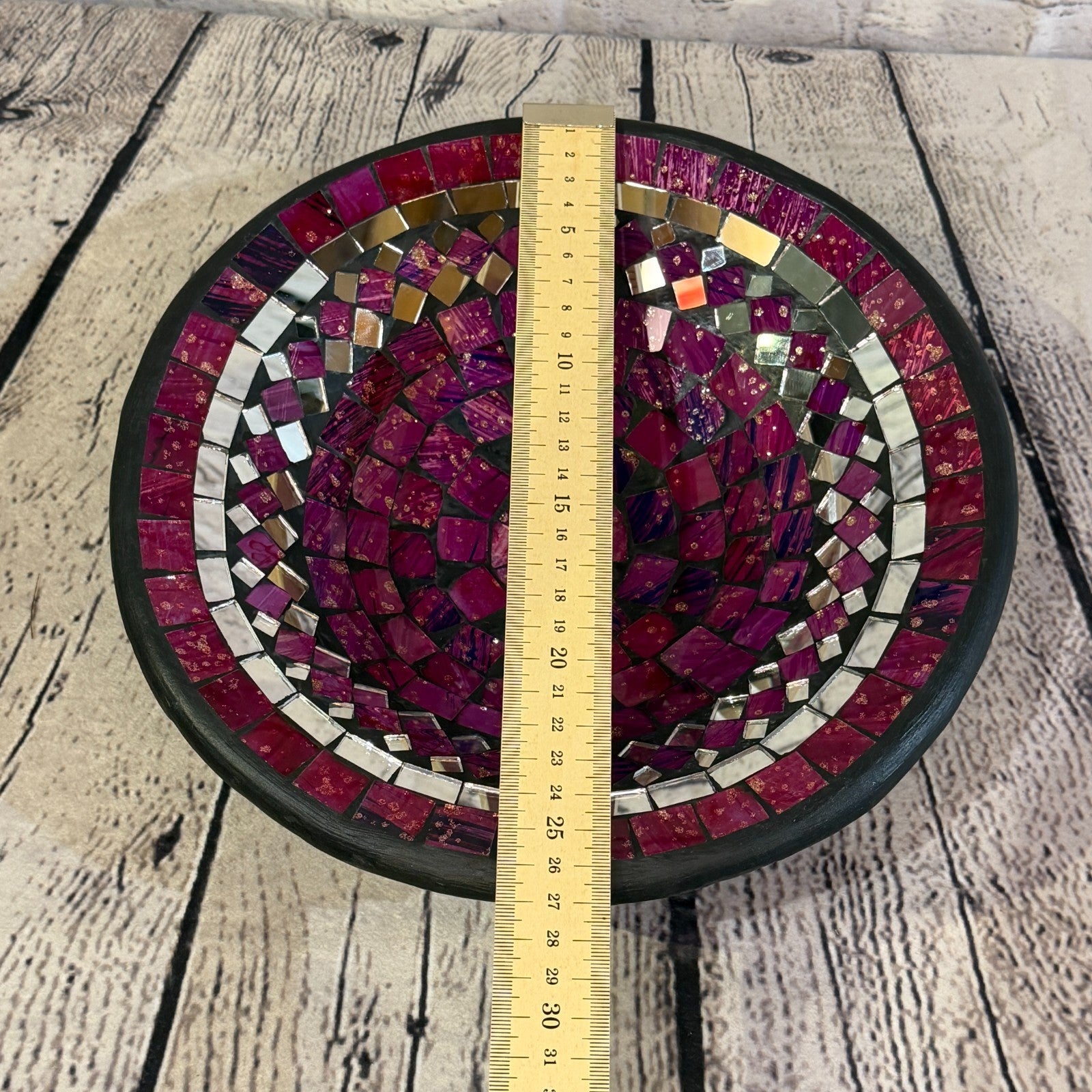 28cm Purple Round Mirror Mosaic Handmade Ceramic Glass Tile Bowl Fruit2