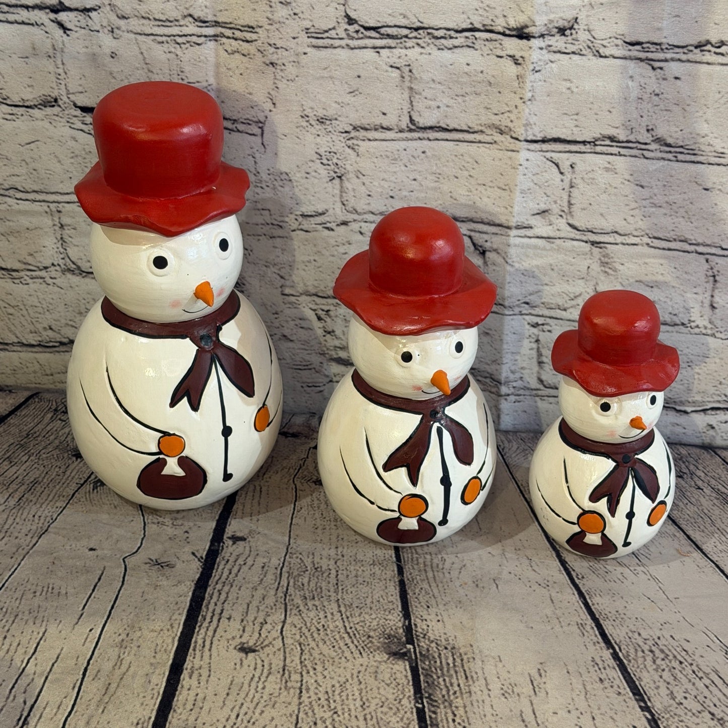 15cm x 10cm Red Top Hat Snowman Handcrafted Wood Xmas Christmas Ornament8