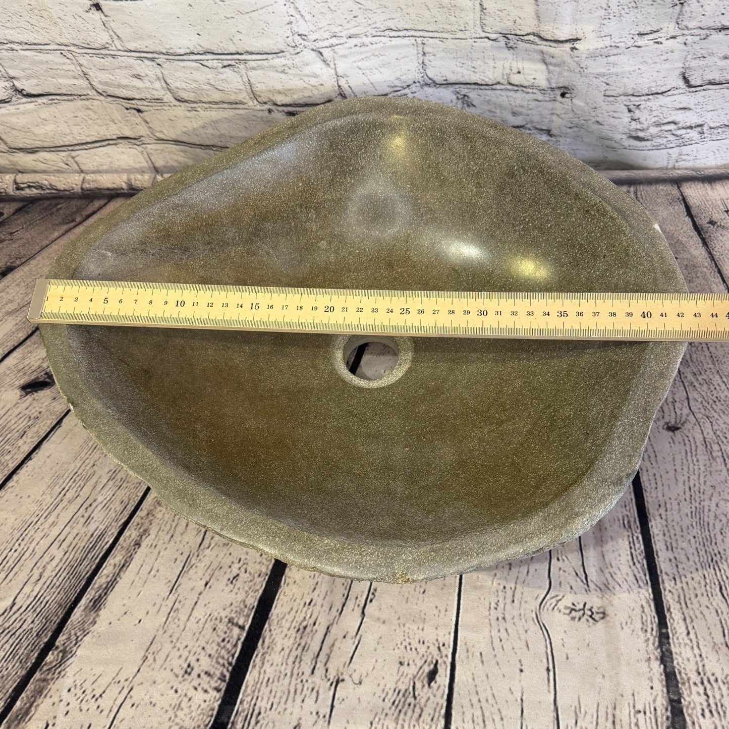 43cm x 36cm Wash Basin Bathroom Counter Top Washing River Stone Bowl Sink No 397