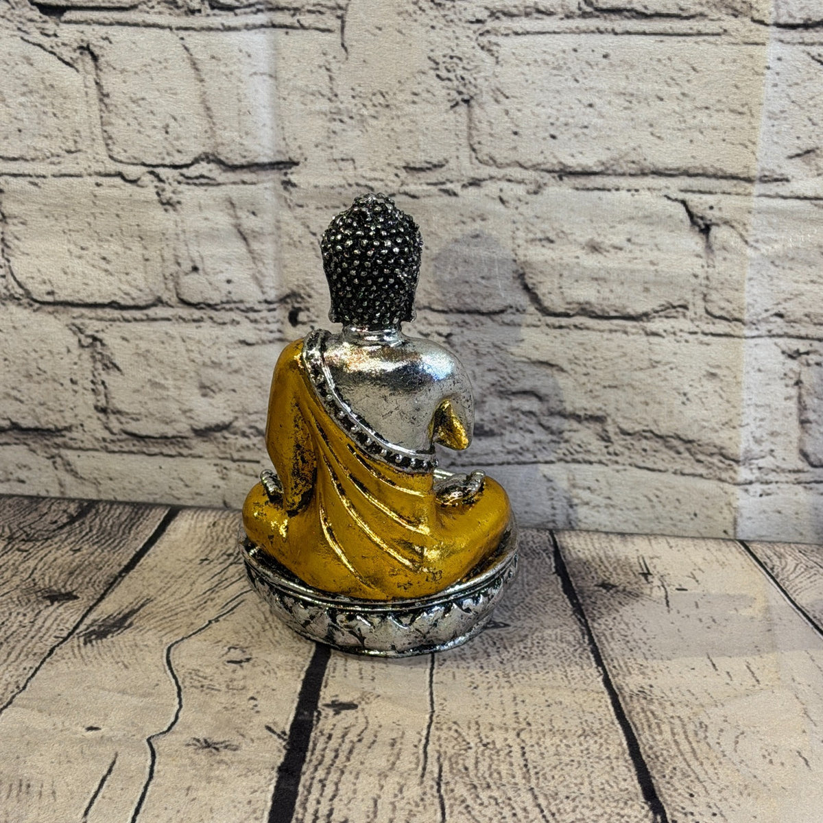 Gold & Silver 20cm x 10cm Thai Buddha Tea Light Holder Statue Resin Hindu4