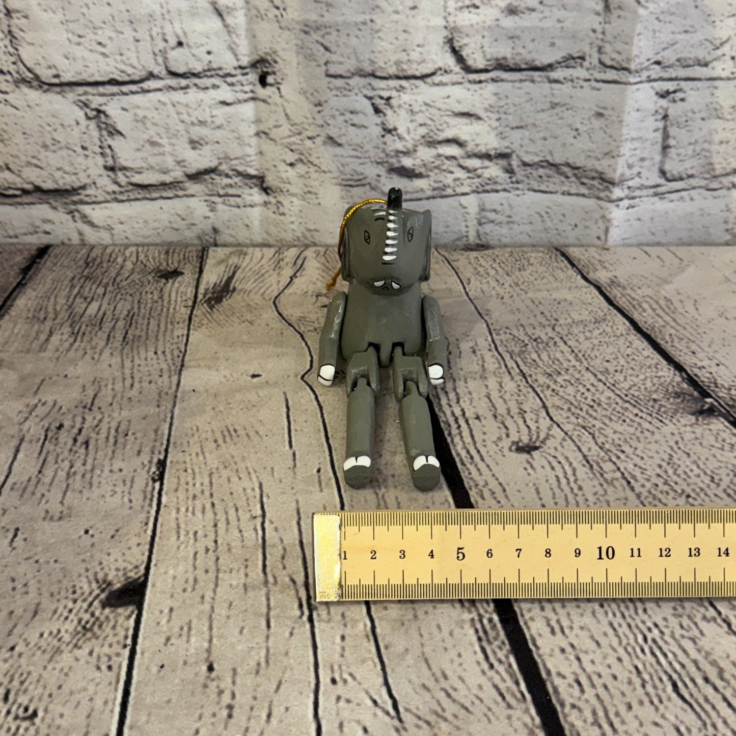 10cm Grey Elephant Sitting Animal, Wooden Shelf Ornament Handmade Fairtrade6