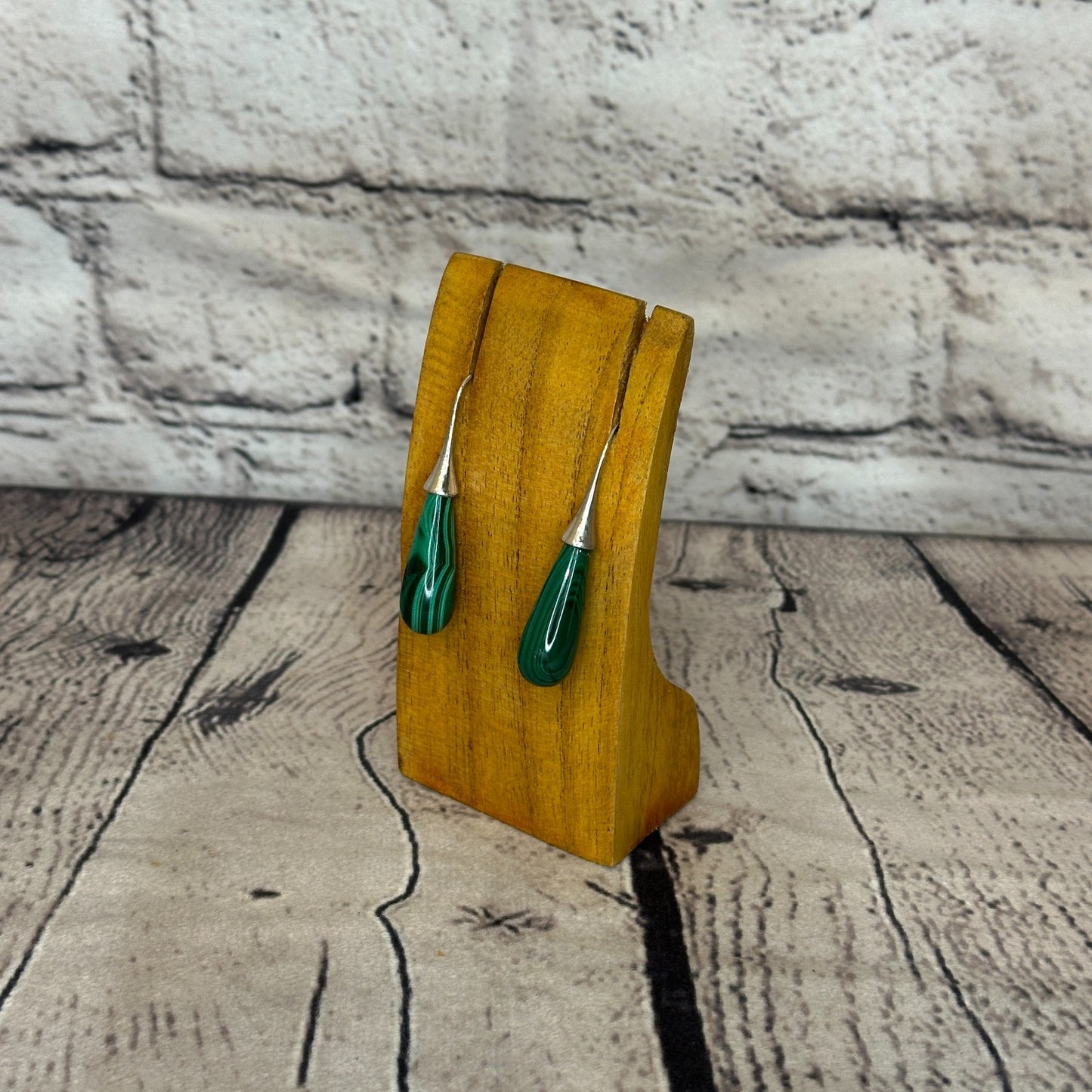 Malachite Teardrop Solid Stone 925 Silver Dangle Drop Earrings Jewellery1