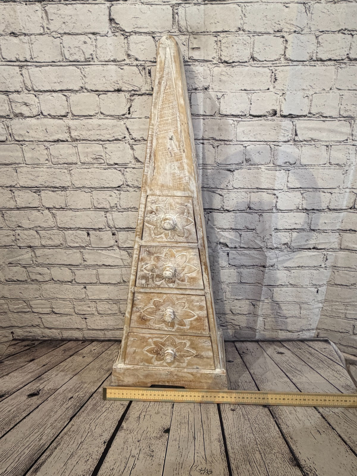 80cm x 30cm White 3 Draw Pyramid Wooden Side Cabinet Living Storage Furniture7