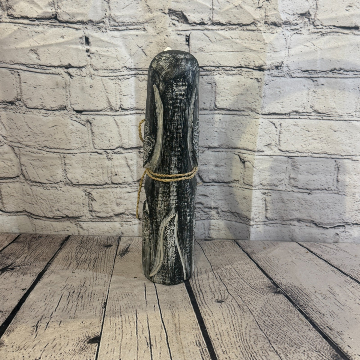30cm Grey Wooden Shabby Dog Statue Ornament Fair Trade Handcarved4