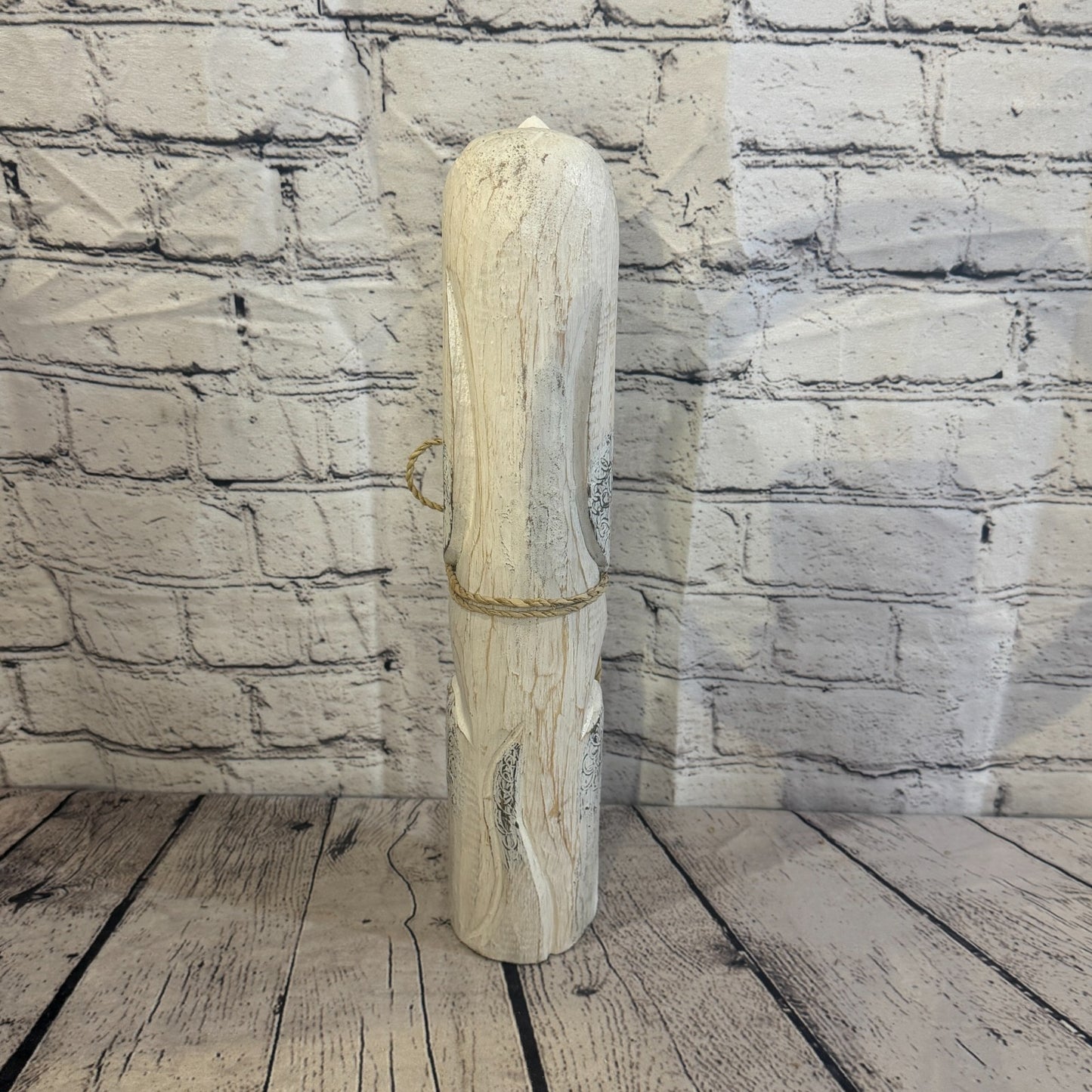 40cm White Wooden Shabby Dog Statue Ornament Fair Trade Handcarved4