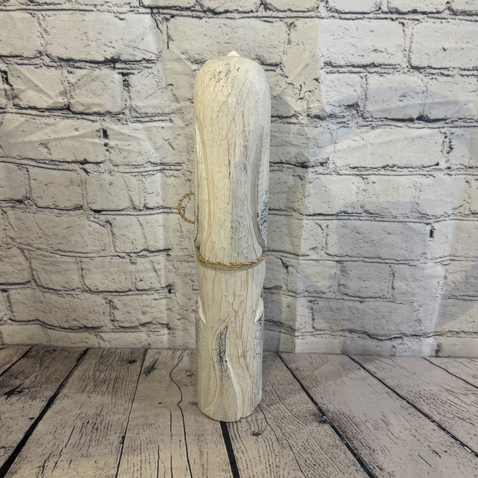 40cm White Wooden Shabby Dog Statue Ornament Fair Trade Handcarved4