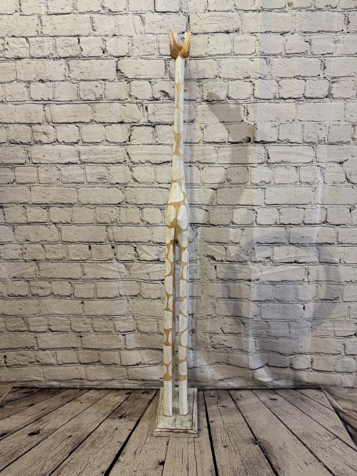 100cm White Dot Wooden Giraffe Standing Single Carve Solid Wood Giraffe Handmade4