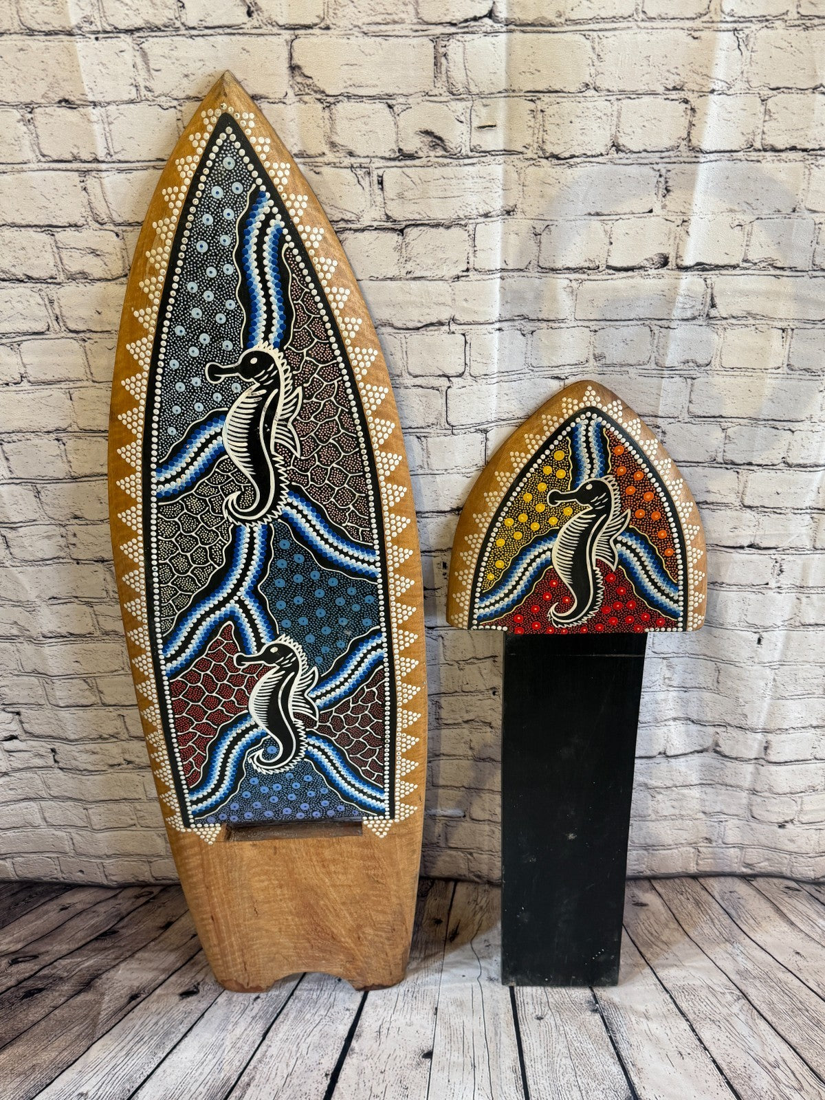 120cm Dotted Surf Board Shape African Birthing Chair Hand Carved Wooden Tribal6