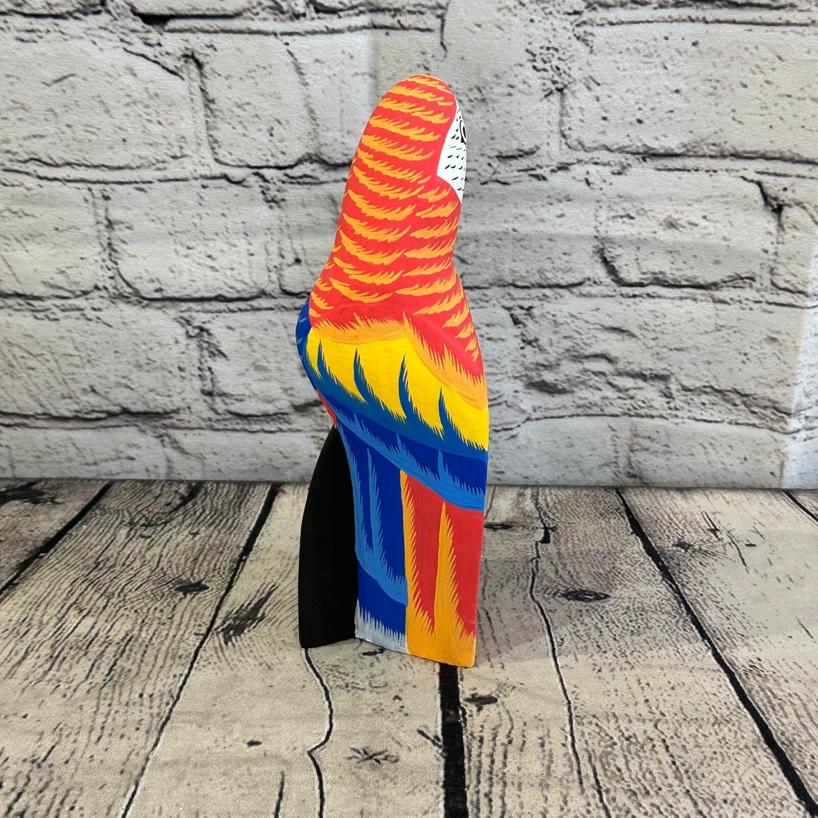 20cm Red Parrot Bird Ornament Statue Fair Trade Hand Made Carved Wood4