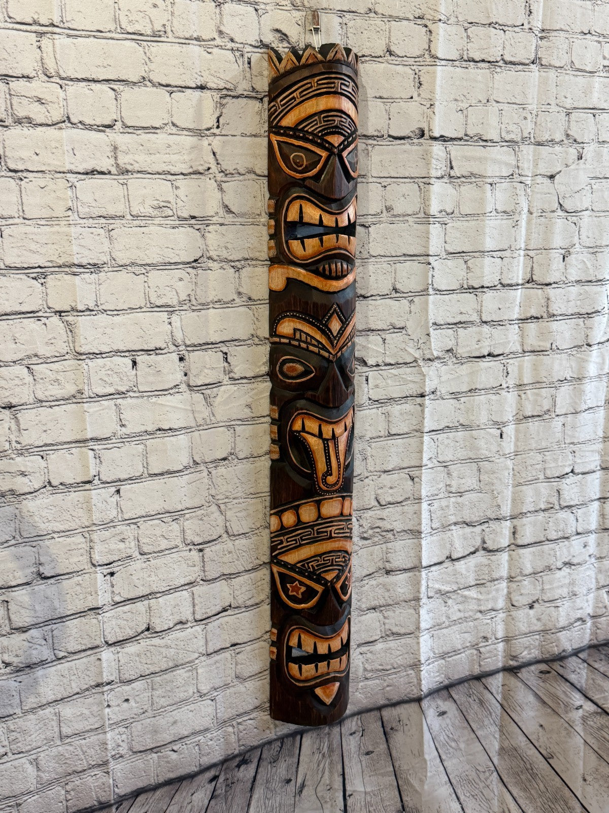 100cm Tiki Bar Mask Sign Decoration Wall Hanging Mask Wood Carving Design 20