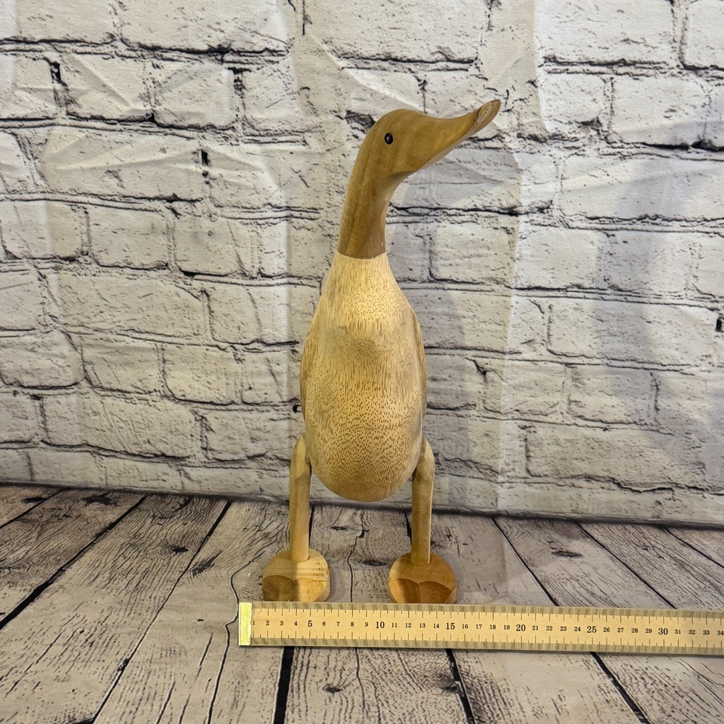 Looking Left 40cm Tall Wooden Smooth Duckling Baby Duck Bamboo Root Fairtrade6