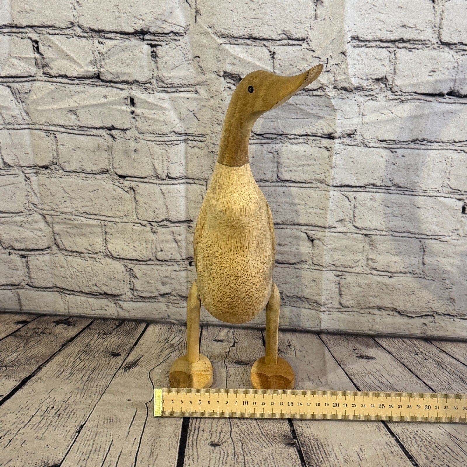 Looking Left 40cm Tall Wooden Smooth Duckling Baby Duck Bamboo Root Fairtrade6