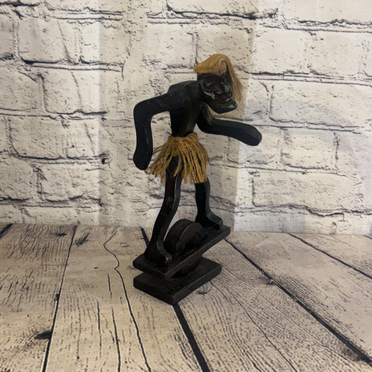 20cm Balance Board African Tribal Warrior Man Figure Statue Wood Hand Carved0