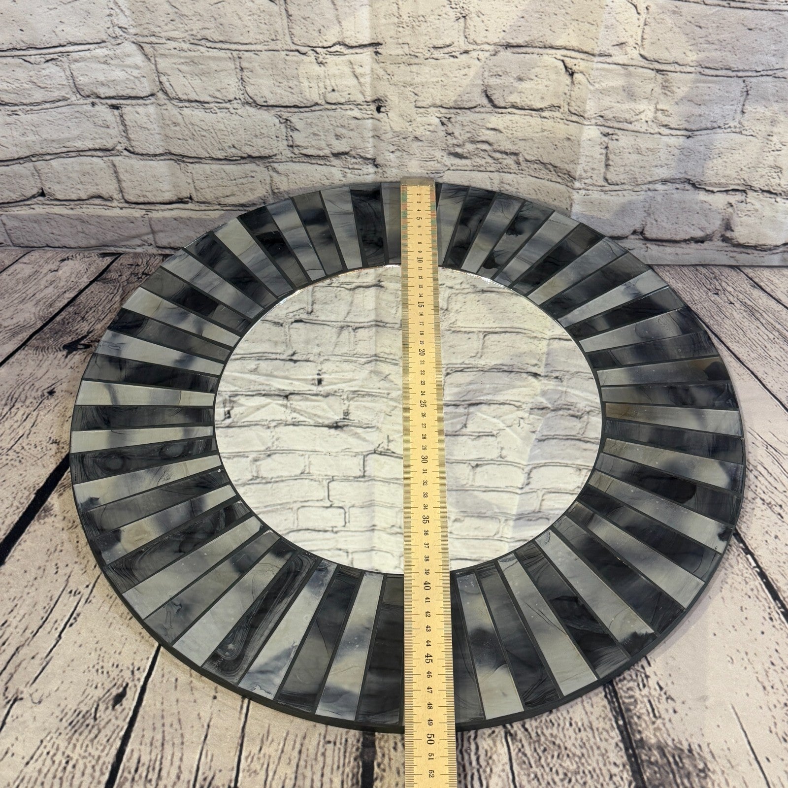 Grey Black Line Black Mosaic Tile Wall Mirror 50cm x 50cm 20 Inches Handmade5