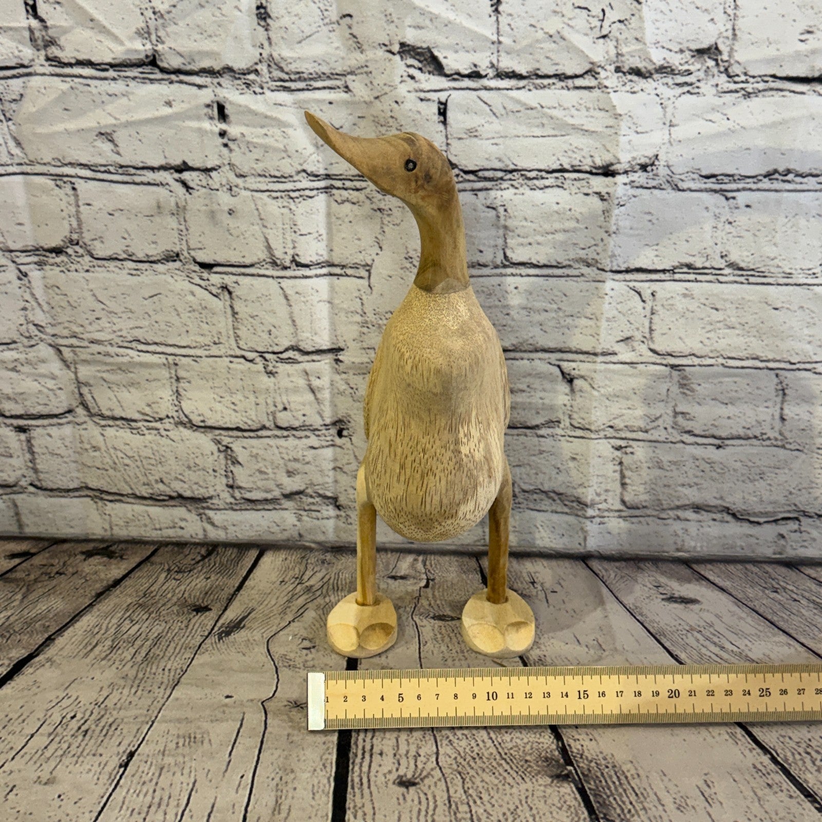 Looking Right 30cm Tall Wooden Smooth Duckling Baby Duck Bamboo Root Fairtrade7