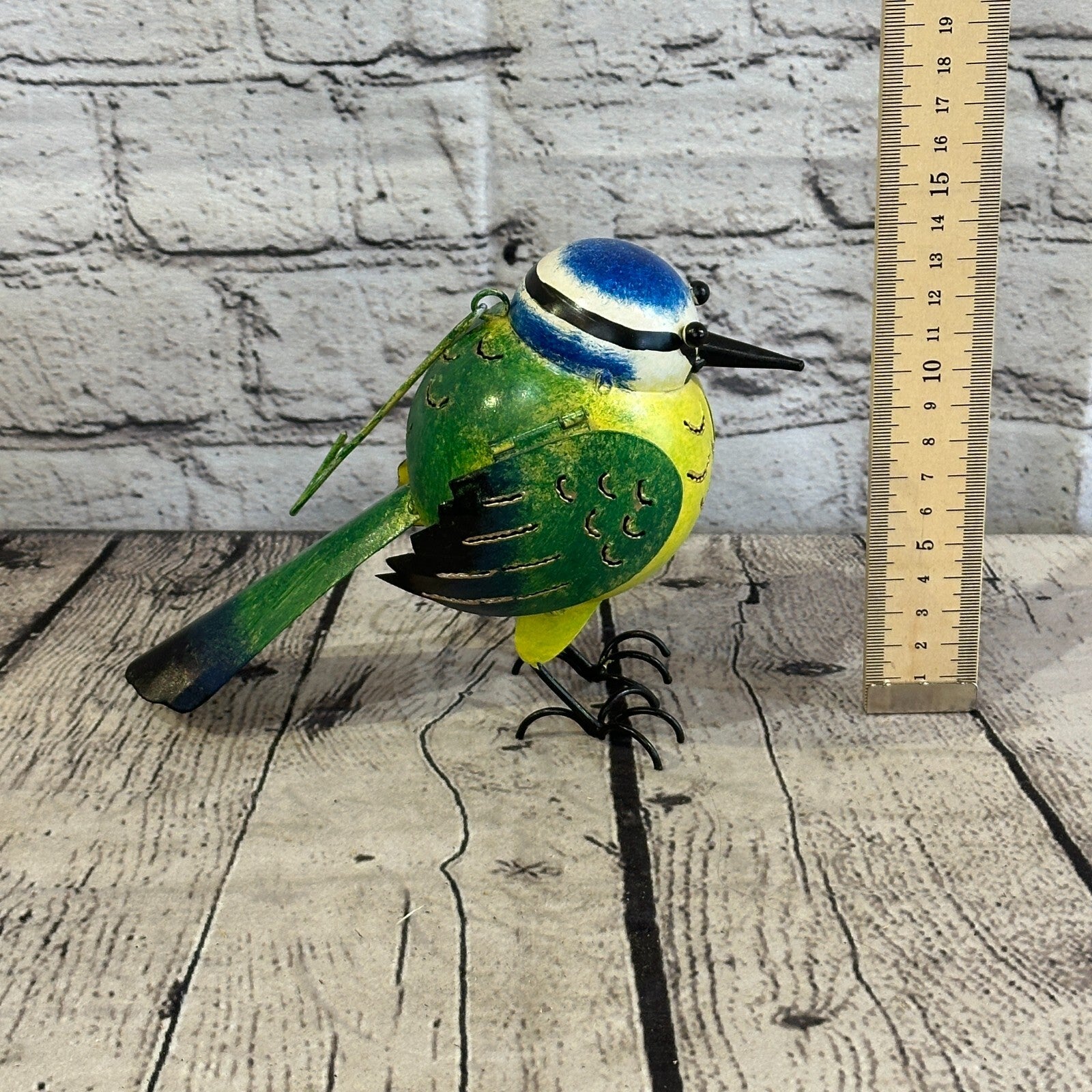 15cm x 15cm Blue Tit Bird Metal Tin Wall Hanging Ornament Painted Statue6