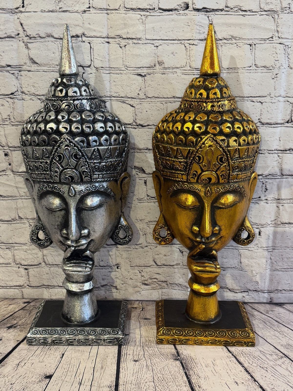65cm Silver Head Whisper Buddha Ornament Sculpture Statue Buddhas Handcarved7