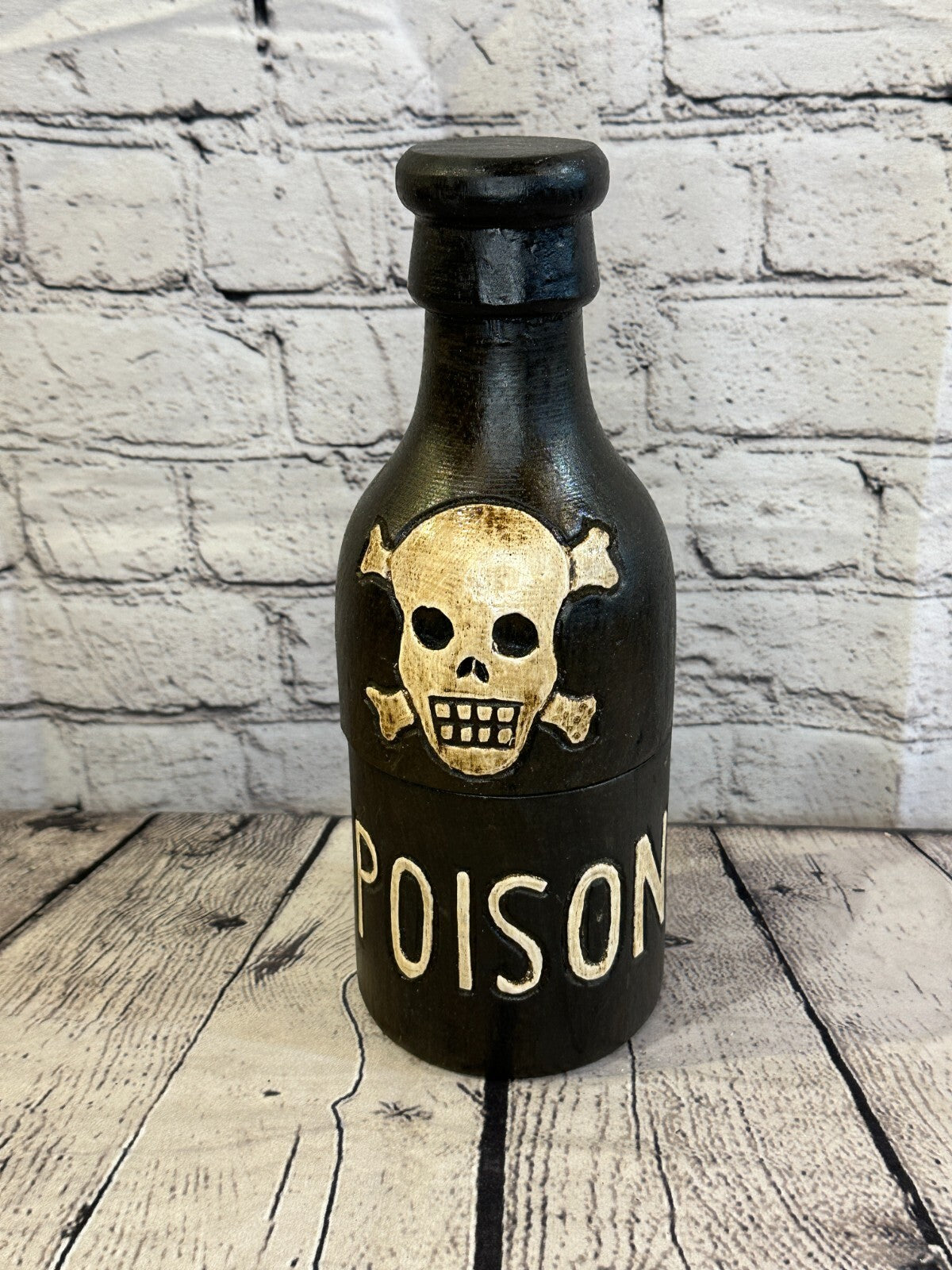 28cm x 10cm x 10cm Bottle Pirate Wooden Gothic Skeleton Skull Head Jewellery Box3