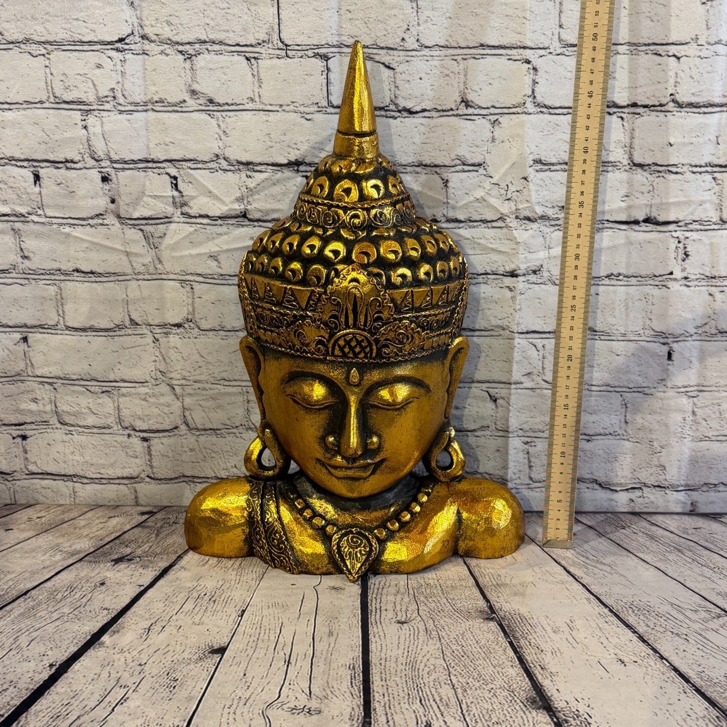 50cm Gold Head Shoulder Buddha Ornament Sculpture Statue Buddhas Handcarved Wood4
