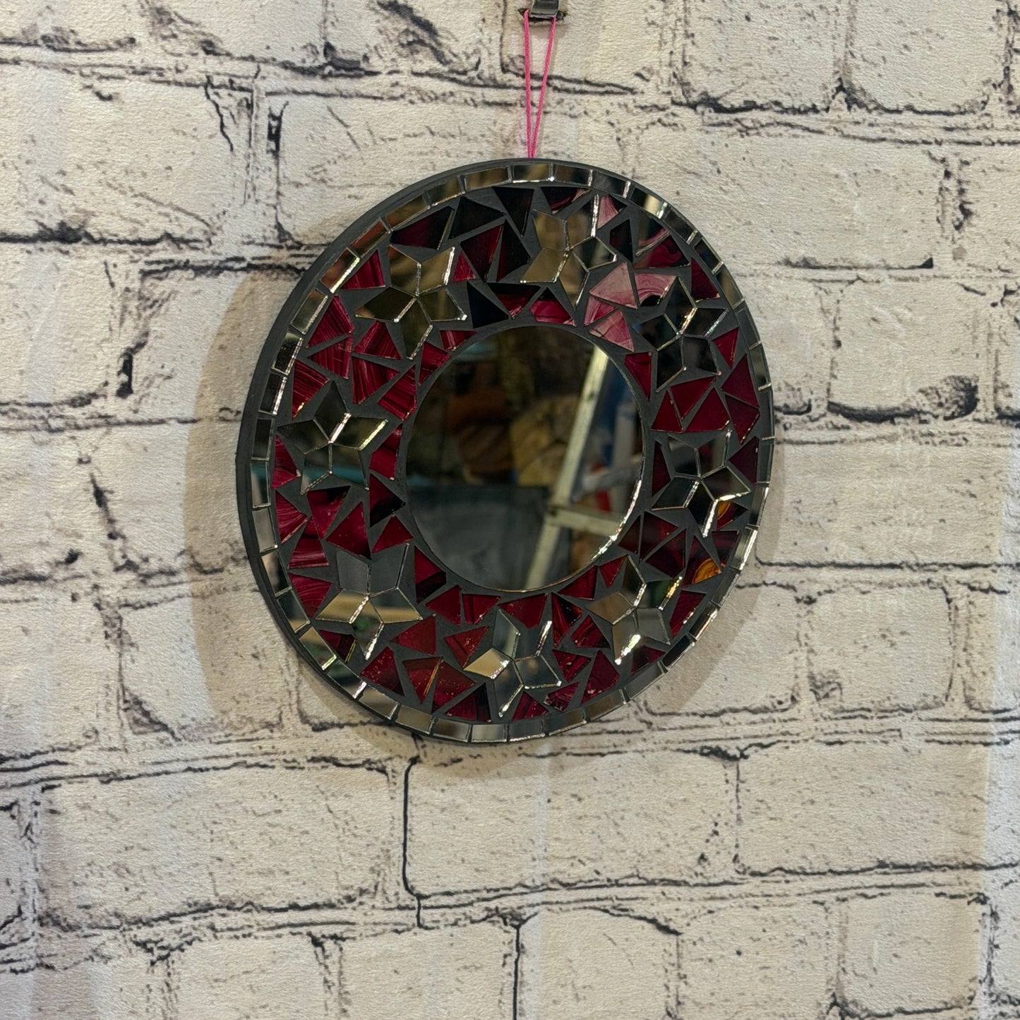 Red Star Black Mosaic Tile Wall Mirror 20cm x 20cm 8 Inches Handmade0