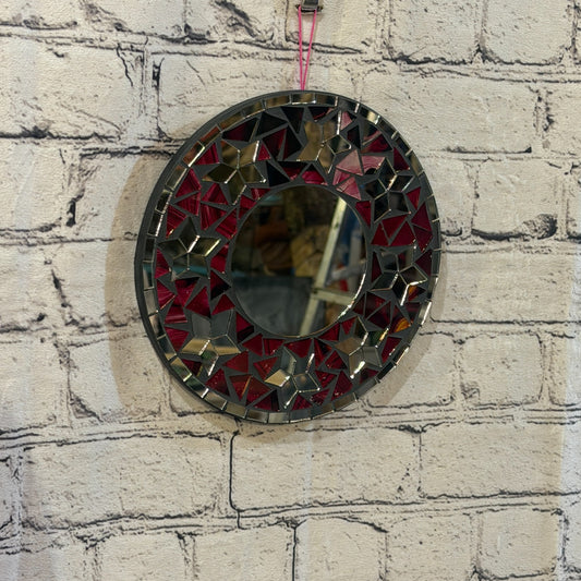Red Star Black Mosaic Tile Wall Mirror 20cm x 20cm 8 Inches Handmade0