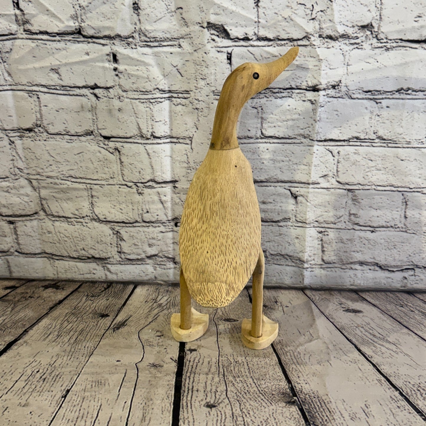 Looking Right 30cm Tall Wooden Smooth Duckling Baby Duck Bamboo Root Fairtrade4