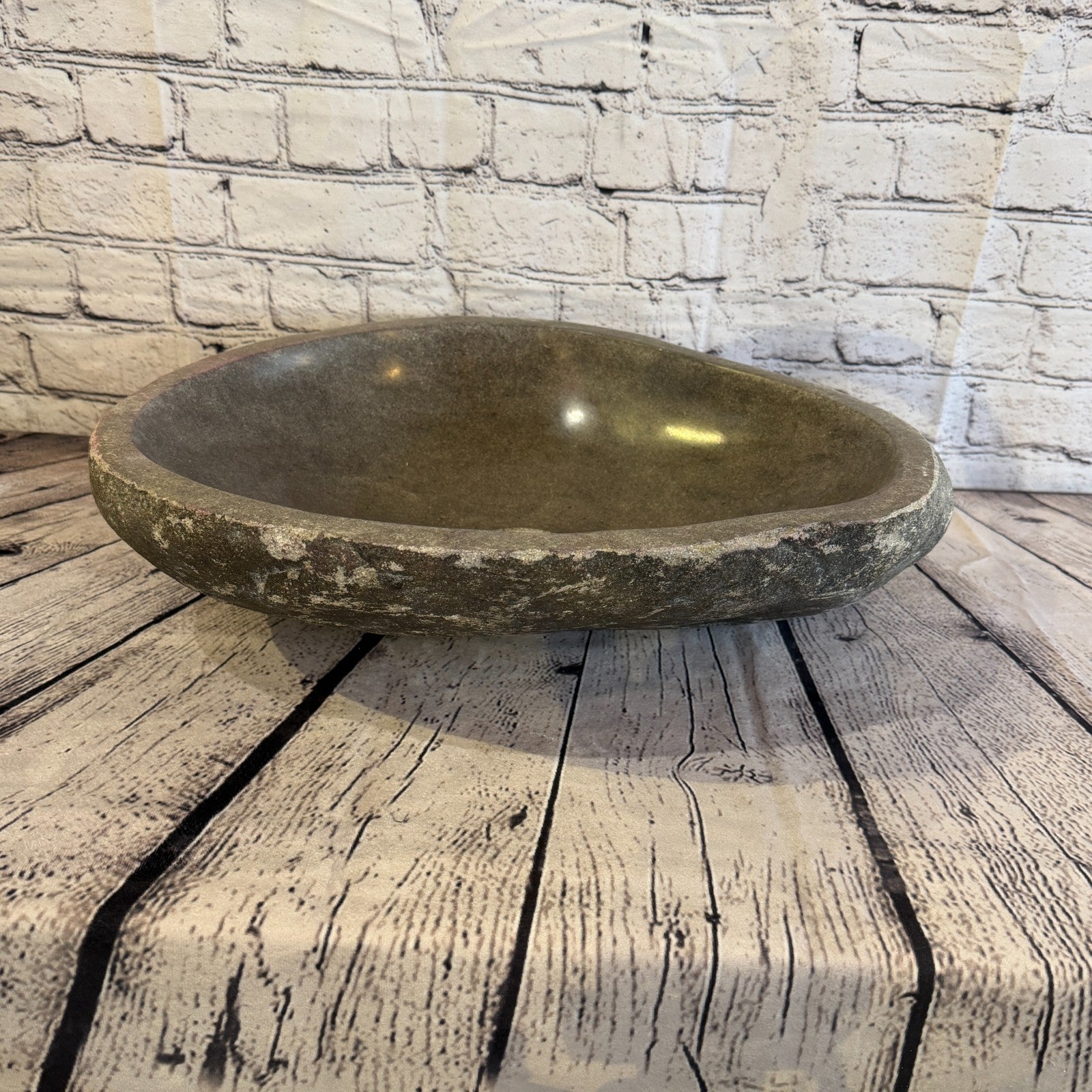42cm x 36cm Wash Basin Bathroom Counter Top Washing River Stone Bowl Sink No 30