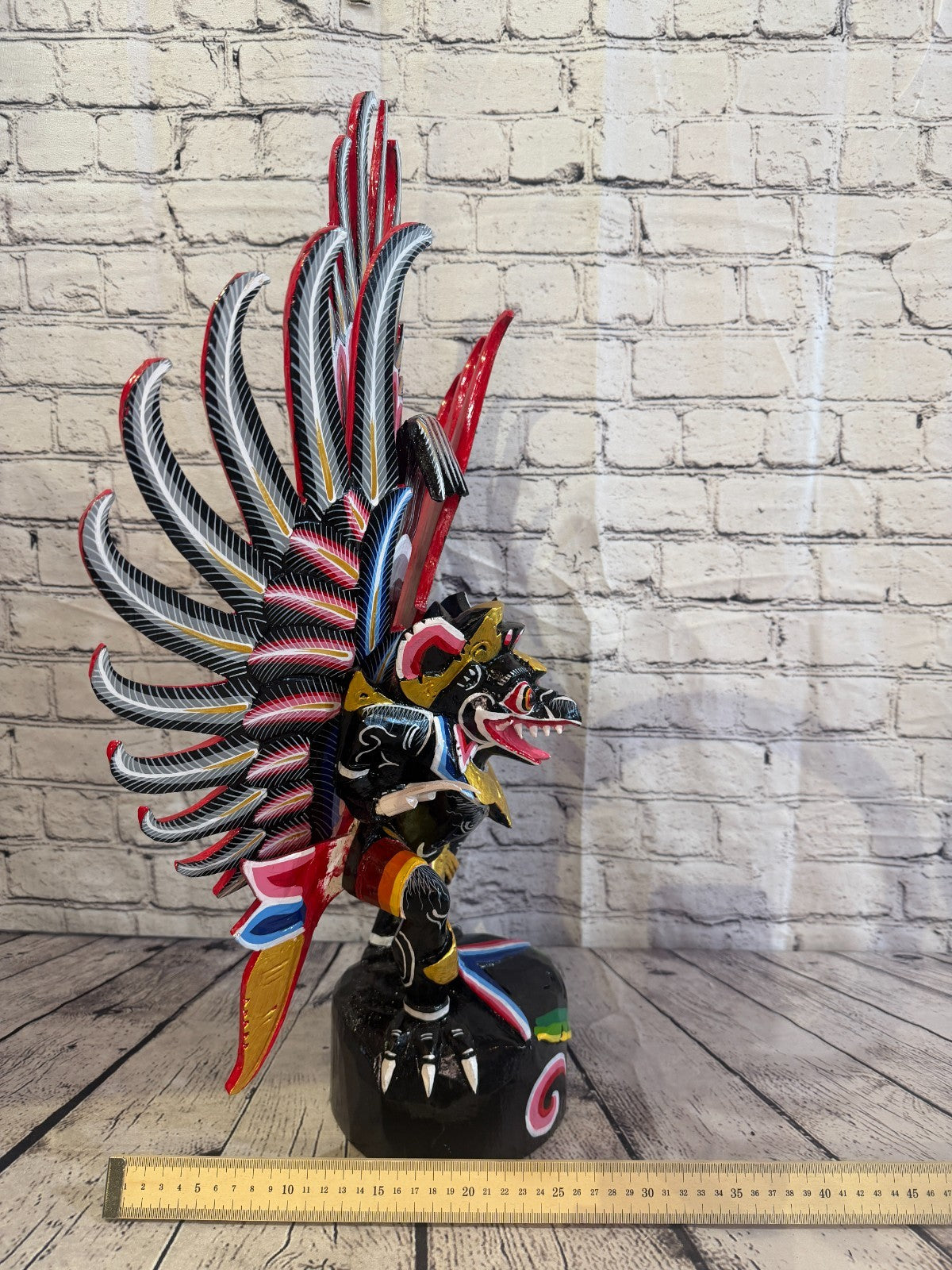 70cm Black Balinese Carved Sculpture Winged Garuda Painted Wood  Vishnu Hindu7