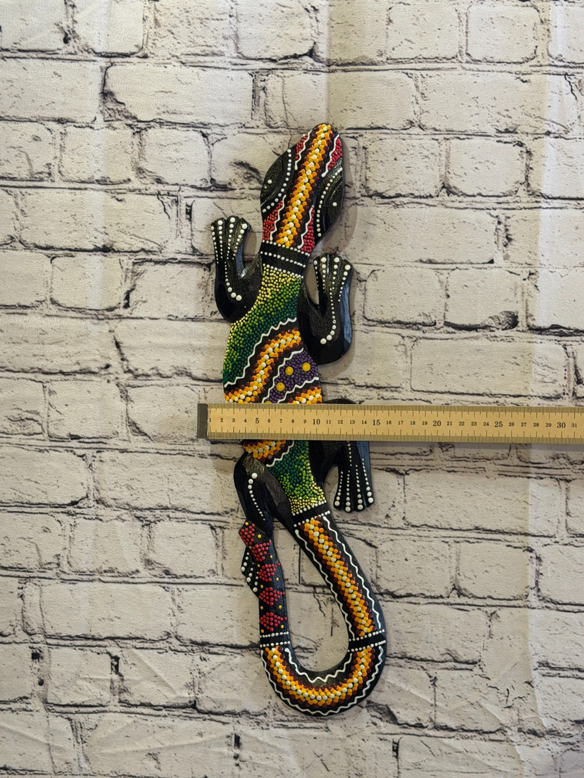50cm Gecko Carved Wooden Dot Painted Ethnic Tribal Tiki Wall Art No 2 New3