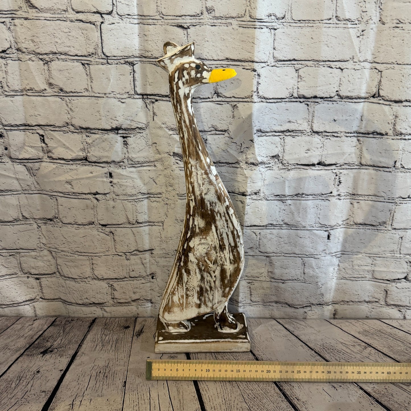 Looking Forward 50cm Tall Wooden Brown Duckling Baby Duck Shabby Wood Fairtrade6
