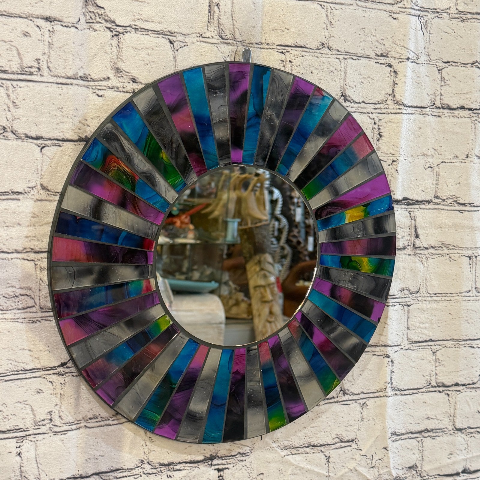 Blue Purple Line Black Mosaic Tile Wall Mirror 40cm x 40cm 16 Inches Handmade0