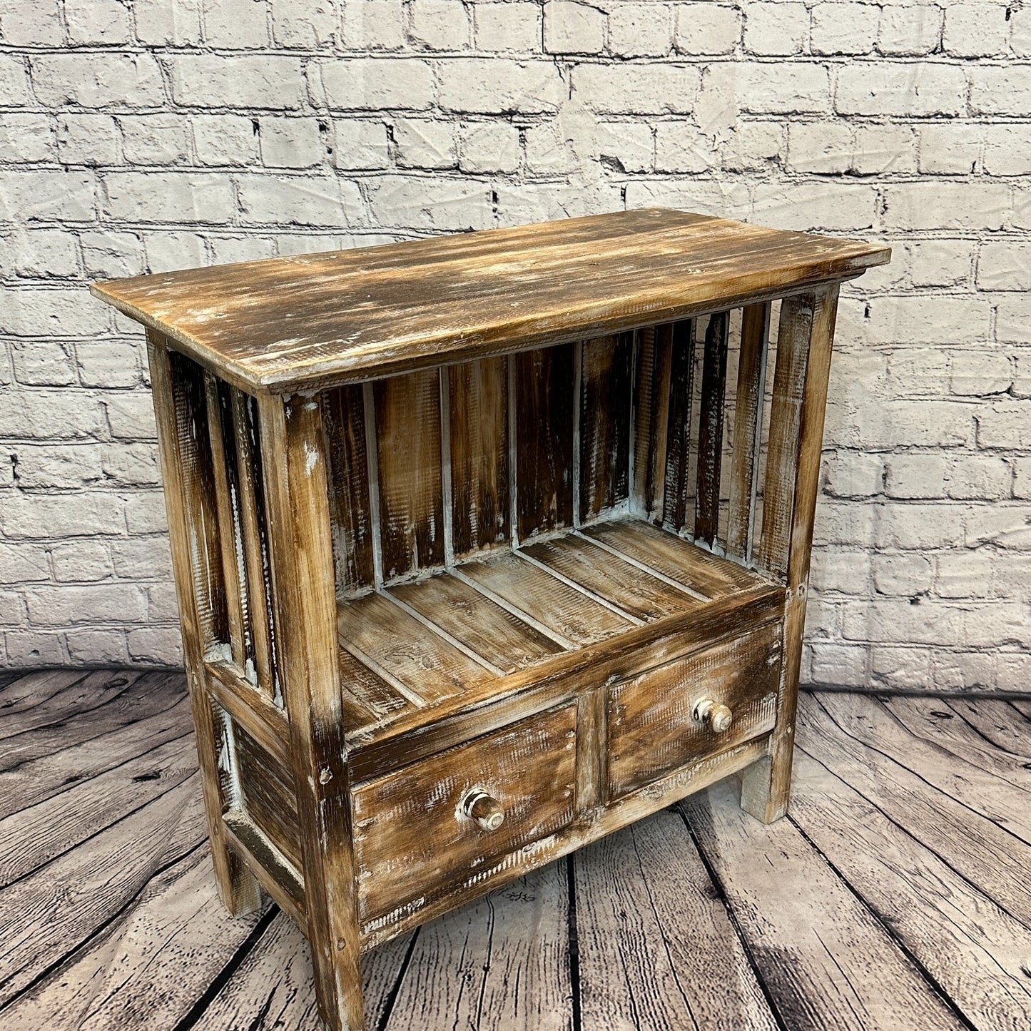 60cm x 60cm Brown 2 Draw Wooden Side Cabinet Living Hallway Storage Furniture2