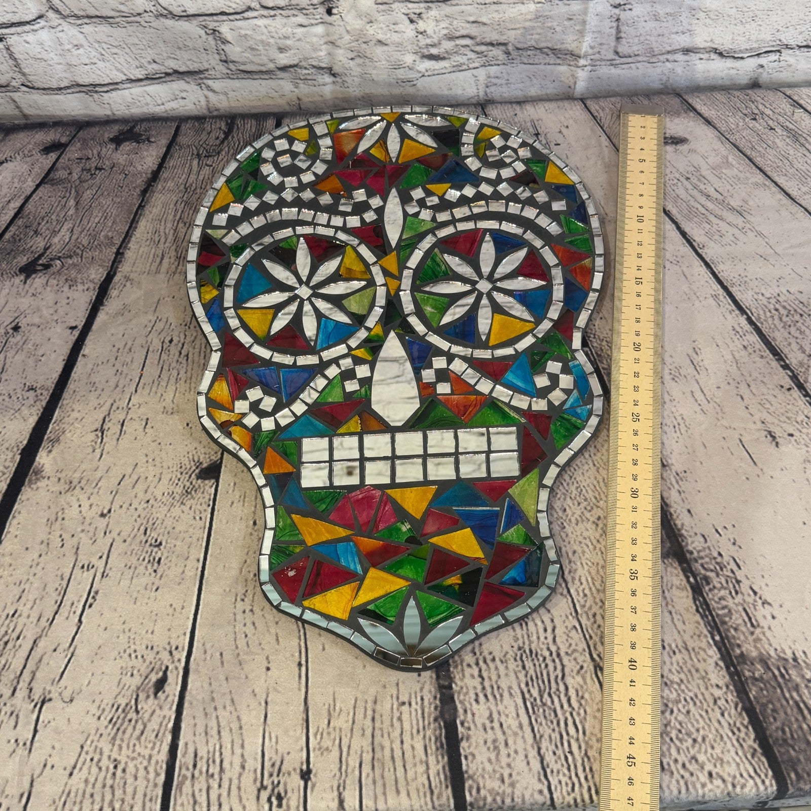 Rainbow Skull Mosaic Tile Wall Mirror 40cm x 28cm 16 Inches Handmade New5