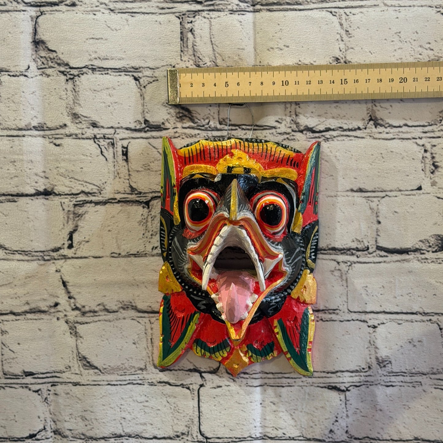 20cm Garuda Black Demon Dragon Hindu Deity Wooden Hand Carved Mask Painted4
