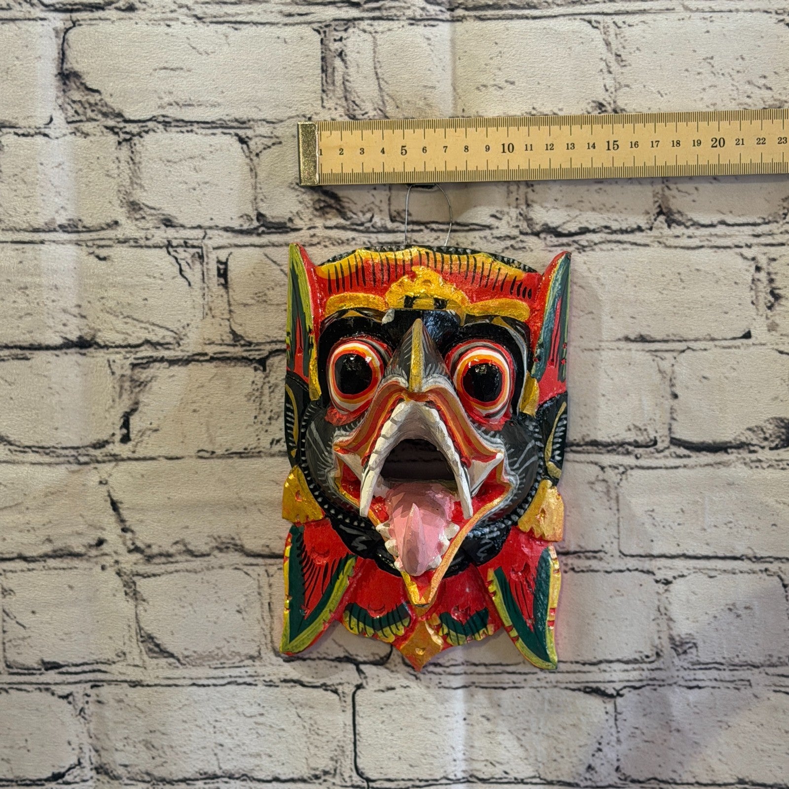 20cm Garuda Black Demon Dragon Hindu Deity Wooden Hand Carved Mask Painted4