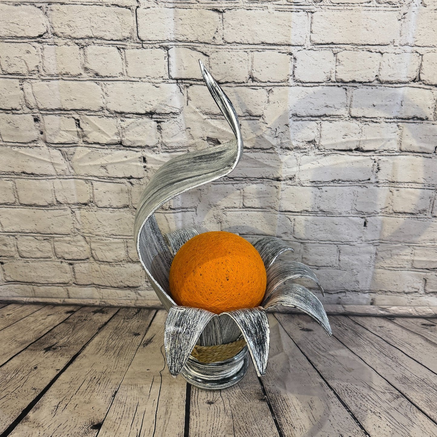 Orange Light Silver Natural 50cm Tall Leaf Lamp Twist LED UK Mains Plug Design 73