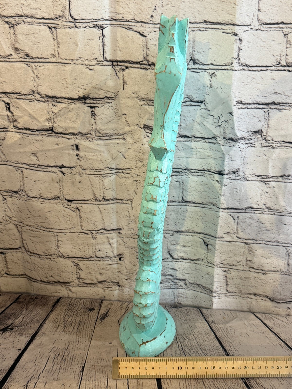 50cm Green Teal Wooden Shabby Seahorse Statue Ornament Fair Trade Handcarved7