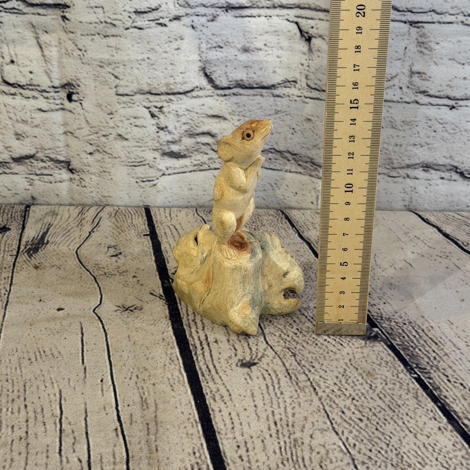 15cm Mouse Mushroom Stand Parasite Wood Ornament Natural Carving Wooden Standing5