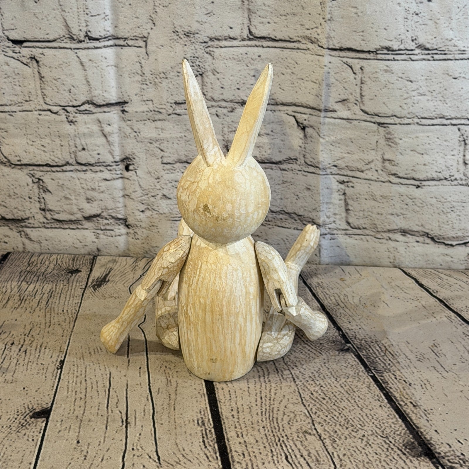25cm Brown Bunny Rabbit Sitting Animal, Wooden Shelf Ornament Handmade Fairtrade4