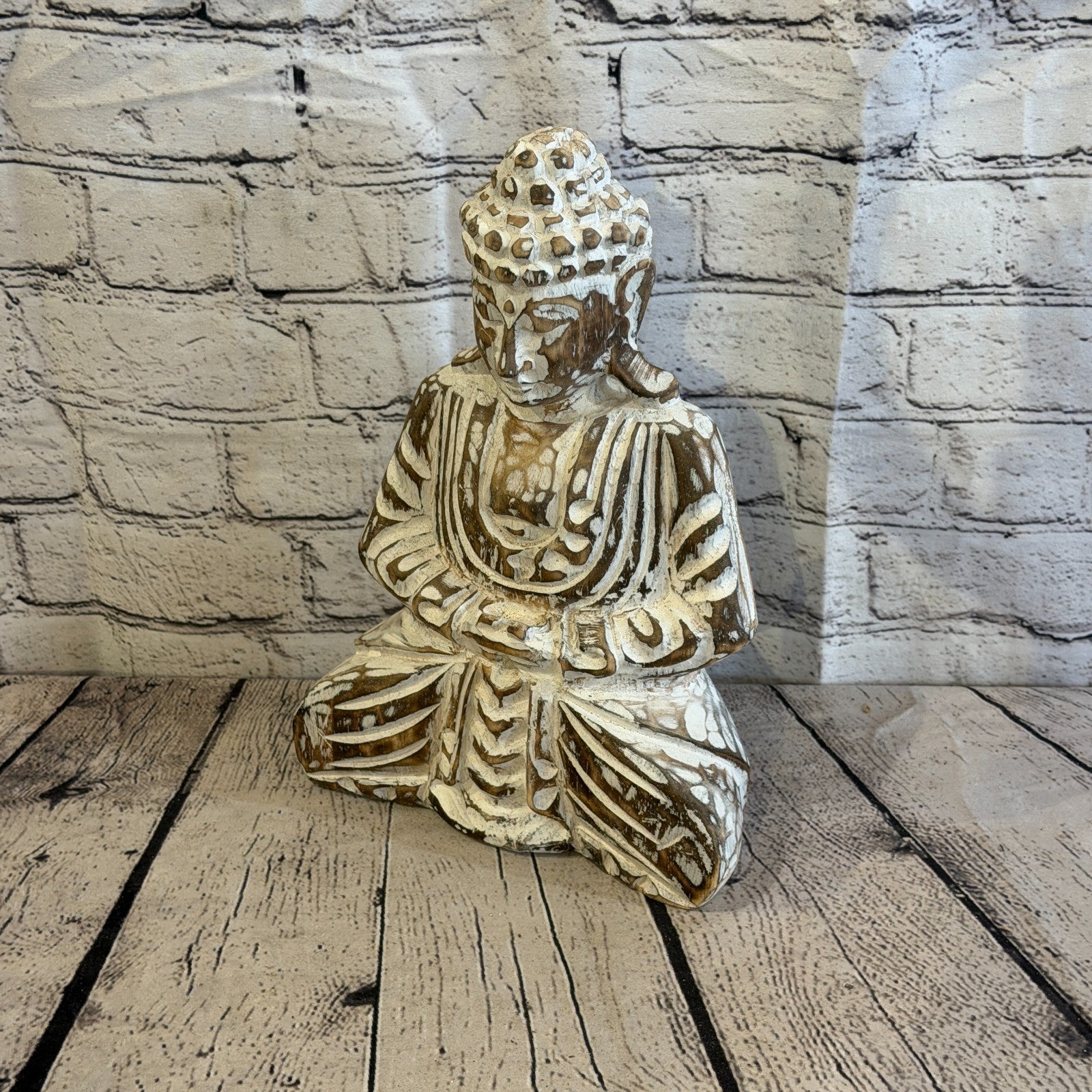 30cm Brown Meditating Buddha Ornament Sculpture Statue Buddhas Hand Carved Wood1