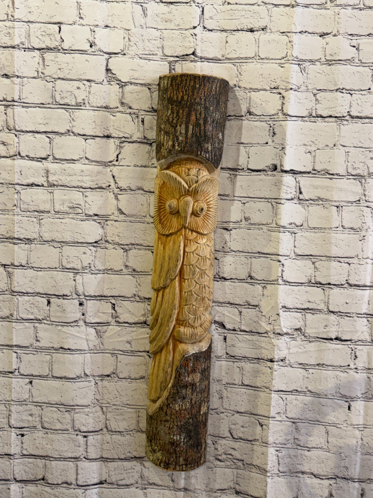 Owl Of The Woods 80cm Hand Carved Wizard Tree Trunk Wood Fairtrade2