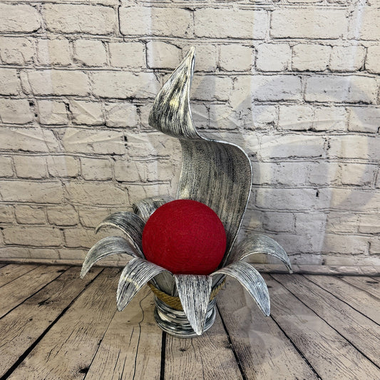 Red Light Silver Natural 50cm Tall Leaf Lamp Twist LED UK Mains Plug Design 70