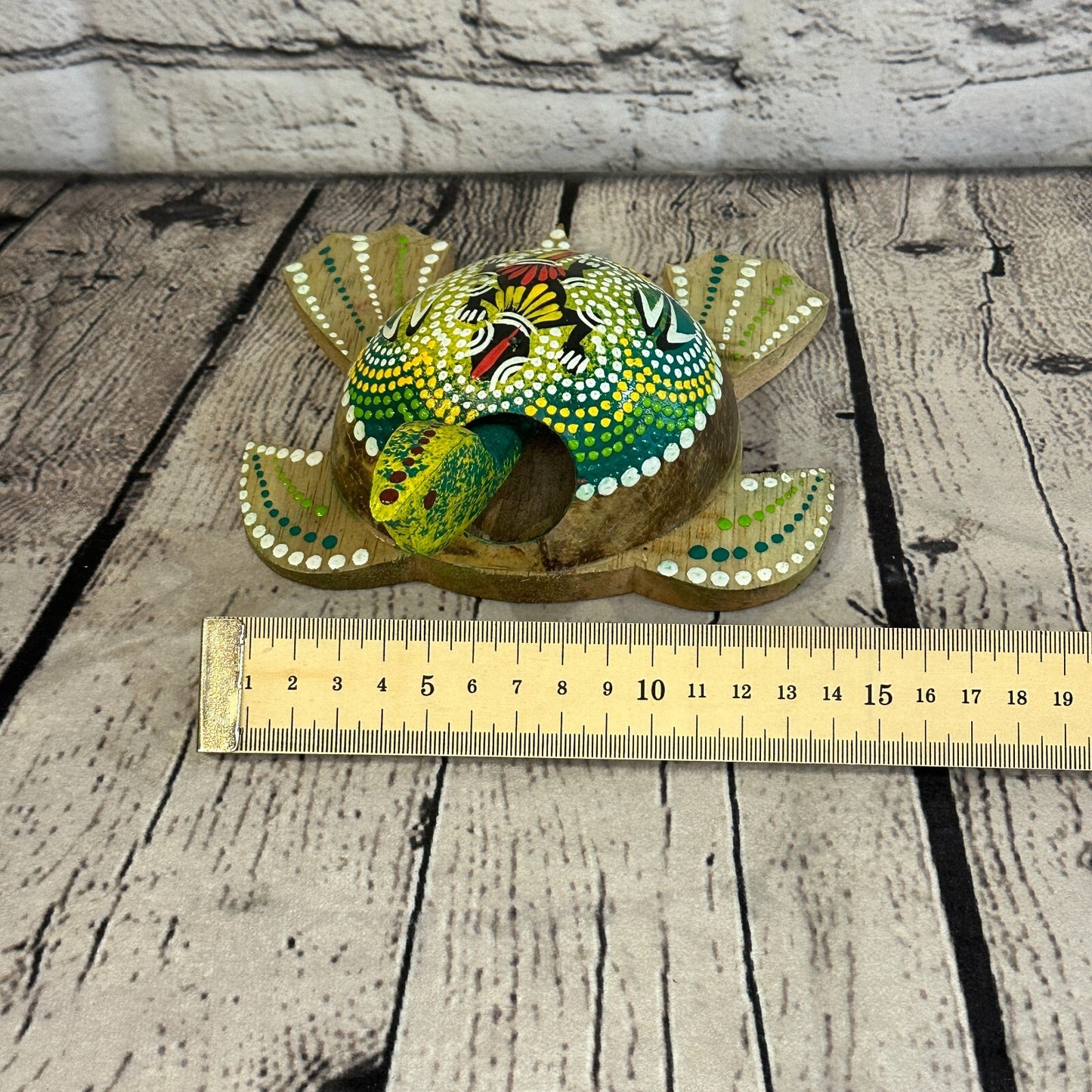 Green Painted Half Coconut Shell Wood Turtle Bobble Head Moving Tortoise7