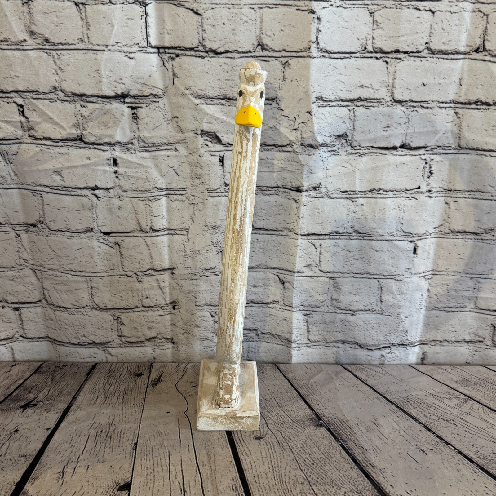 Looking Forward 45cm Tall Wooden White Duckling Baby Duck Shabby Wood Fairtrade1