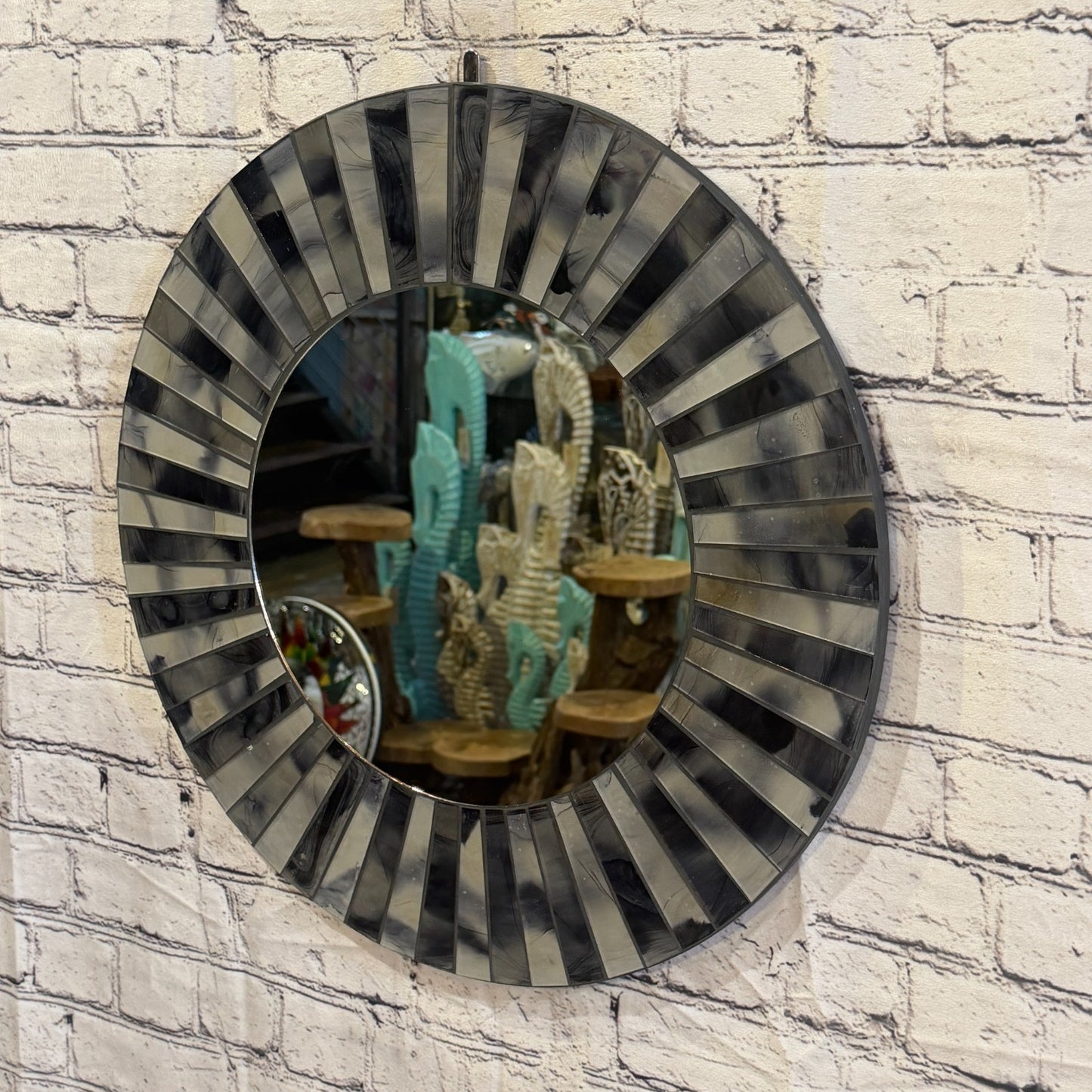 Grey Black Line Black Mosaic Tile Wall Mirror 50cm x 50cm 20 Inches Handmade1