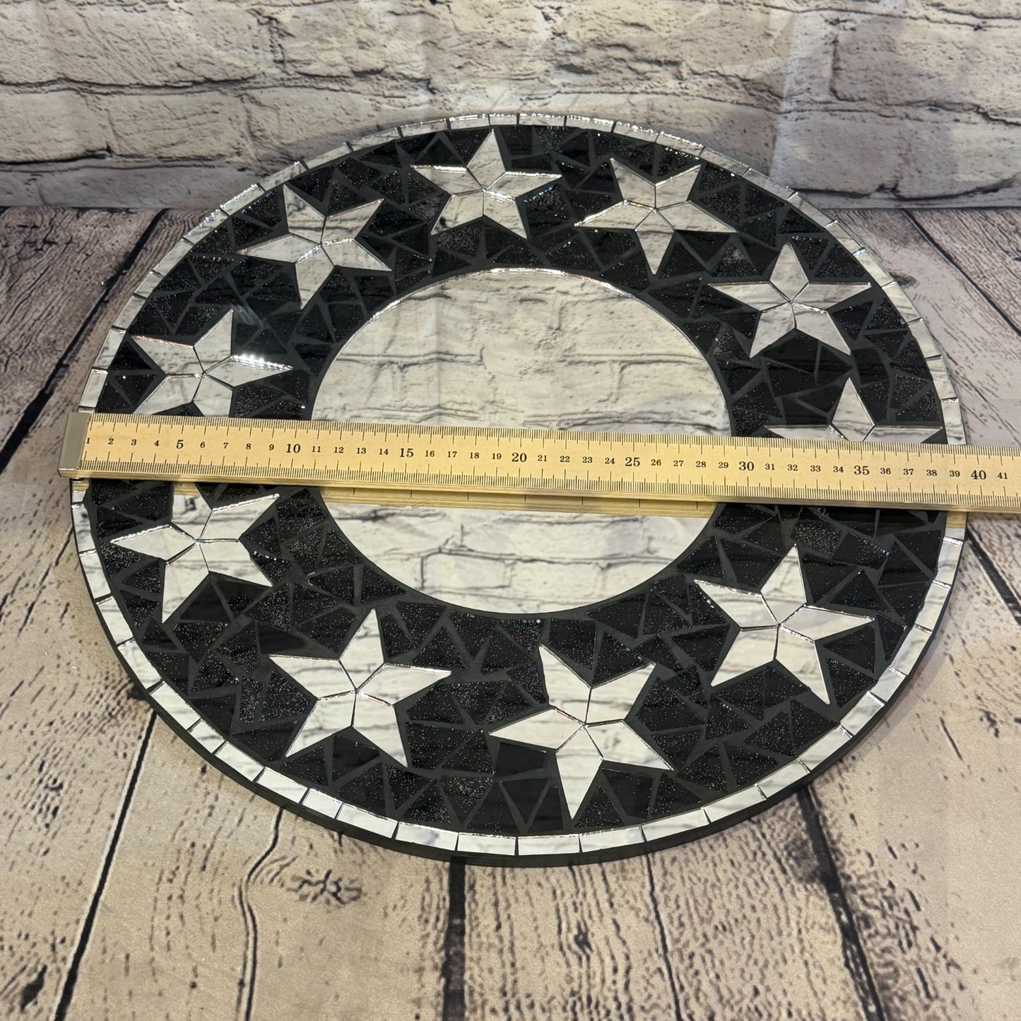 Black Star Black Mosaic Tile Wall Mirror 40cm x 40cm 16 Inches Handmade3